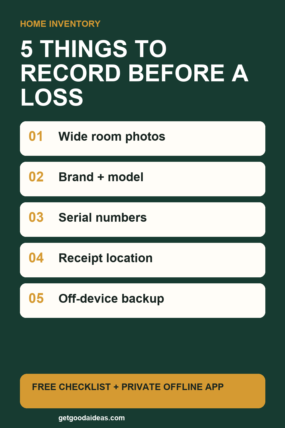 Five things to record before a household loss