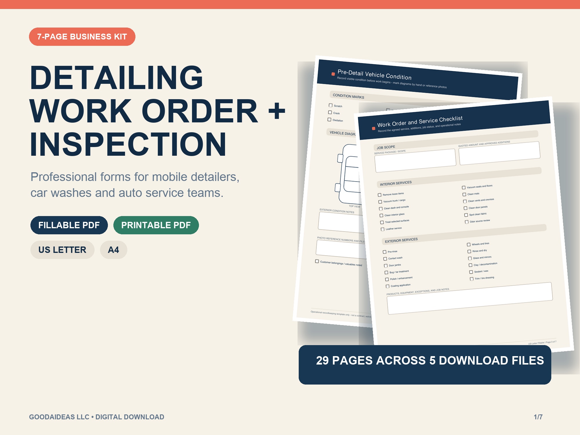 Preview of the mobile detailing forms pack