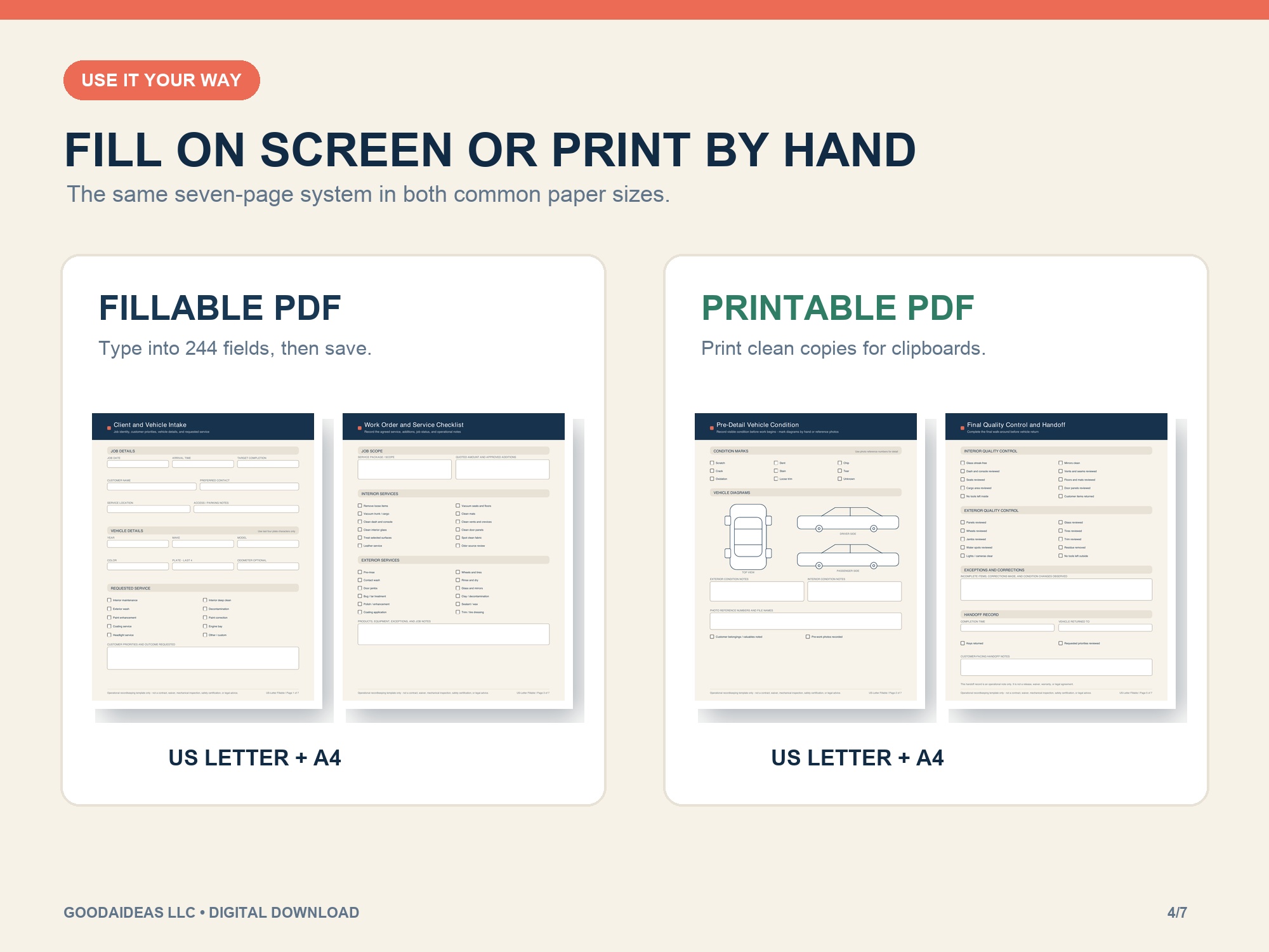 Fillable and printable PDF editions in Letter and A4